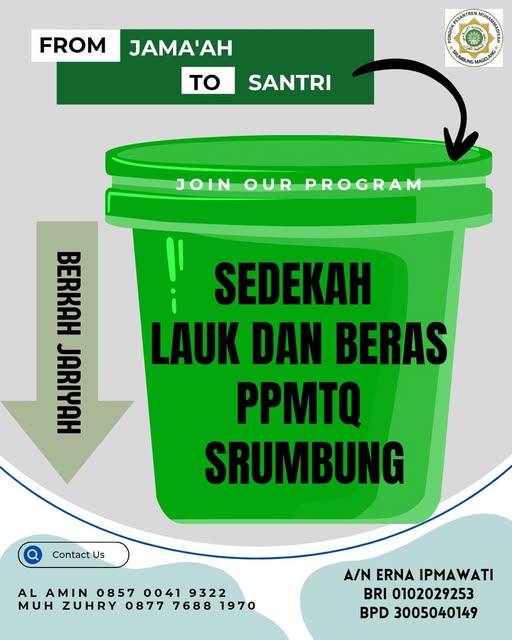 Poster Sedekah Lauk dan Beras PPMTQ Srumbung